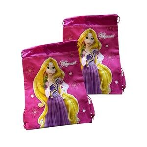 NWT Bundle 2 Disney Rapunzel Pink Drawstring Bags Rucksacks 14"x10" NEW